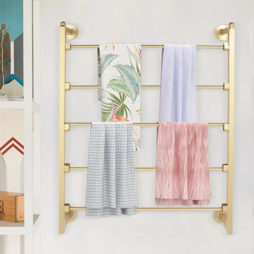 Gold 5-Tier Wall Mounted Scarf & Accessory Organizer Rack - Image 4