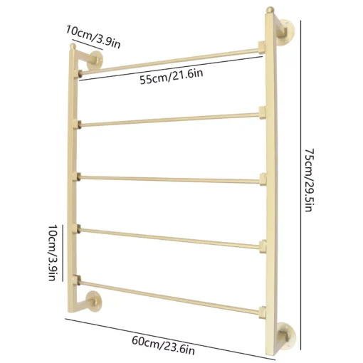 Gold 5-Tier Wall Mounted Scarf & Accessory Organizer Rack - Image 7