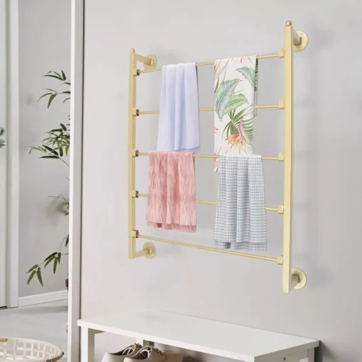 Gold 5-Tier Wall Mounted Scarf & Accessory Organizer Rack - Image 2