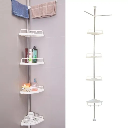 Adjustable 4-Tier Corner Shower Caddy with Rust-Proof Tension Pole - Image 3