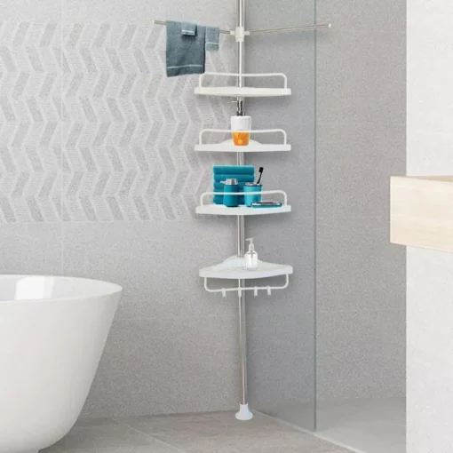 Adjustable 4-Tier Corner Shower Caddy with Rust-Proof Tension Pole