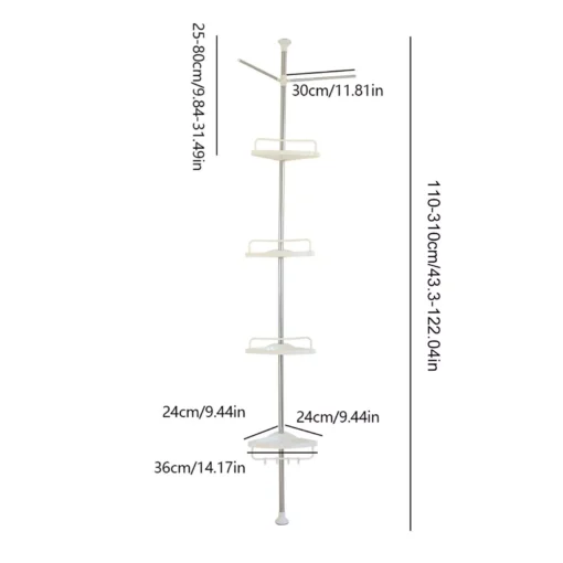 Adjustable 4-Tier Corner Shower Caddy with Rust-Proof Tension Pole - Image 7