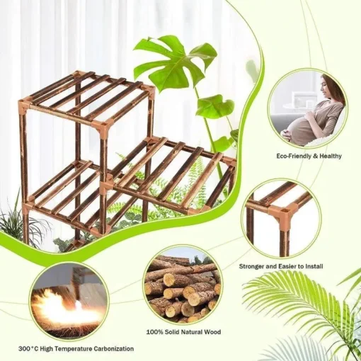Eco-Friendly Tall Wood Plant Stand - Image 5