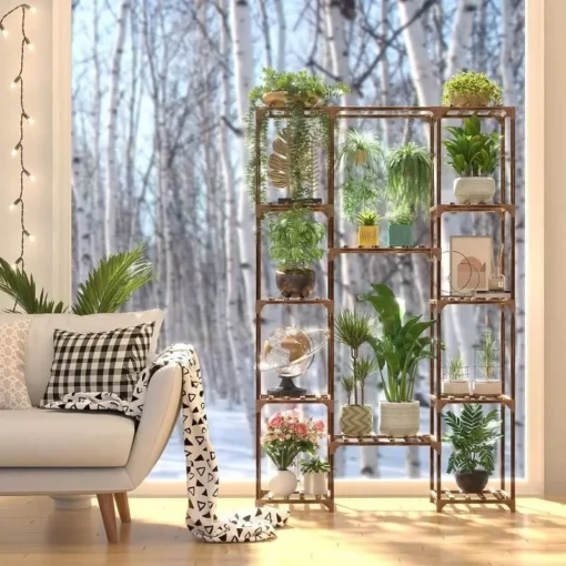 Eco-Friendly Tall Wood Plant Stand - Image 2