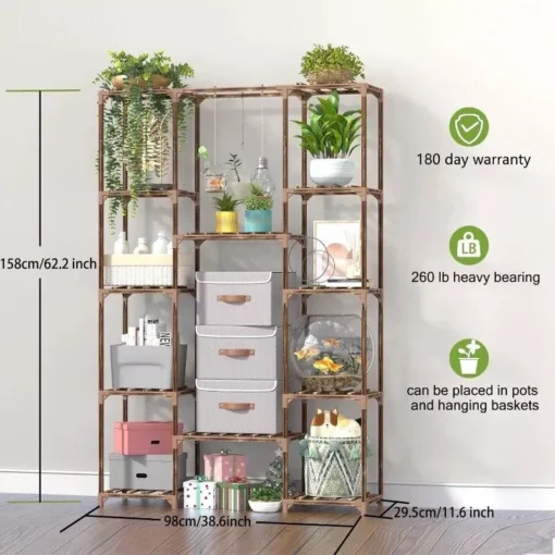 Eco-Friendly Tall Wood Plant Stand - Image 4