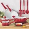 12-Piece Red Ombre Ceramic Nonstick Cookware Set