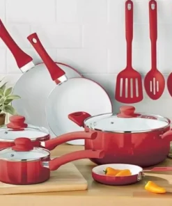 12-Piece Red Ombre Ceramic Nonstick Cookware Set
