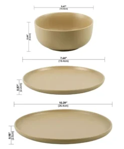 Brown Stoneware 12-Piece Dinnerware Set