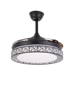 Luxurious 42″ LED Chandelier Ceiling Fan with Retractable Blades and Remote Control