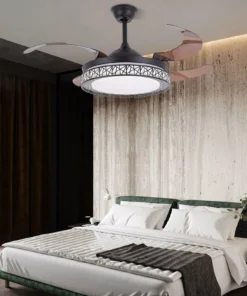 Luxurious 42″ LED Chandelier Ceiling Fan with Retractable Blades and Remote Control