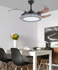 Luxurious 42″ LED Chandelier Ceiling Fan with Retractable Blades and Remote Control