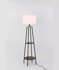 Etagere Matte Black Floor Lamp with Integrated Shelves