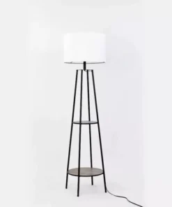 Etagere Matte Black Floor Lamp with Integrated Shelves