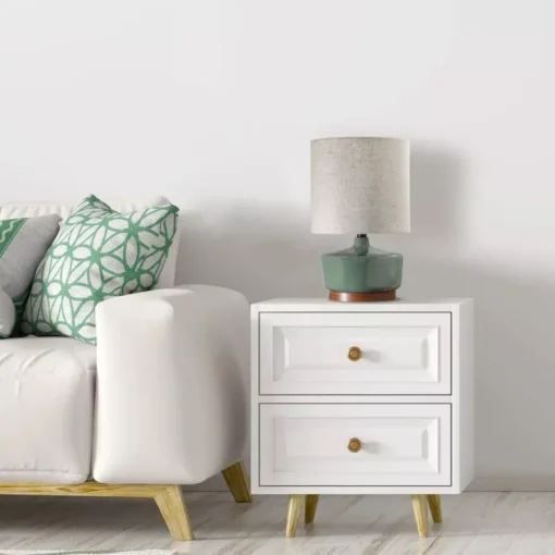 Elegant Mid-Century Modern Ceramic & Wood Table Lamp, 17″ - Image 3