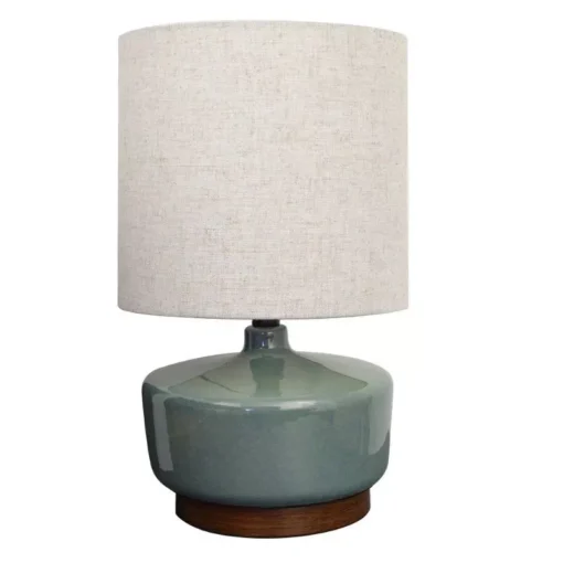 Elegant Mid-Century Modern Ceramic & Wood Table Lamp, 17″ - Image 4