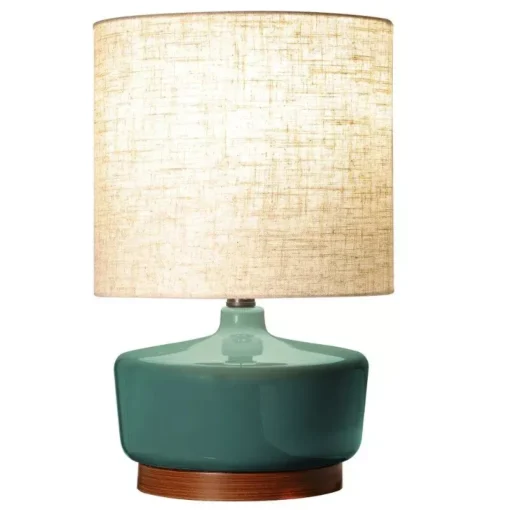 Elegant Mid-Century Modern Ceramic & Wood Table Lamp, 17″ - Image 5