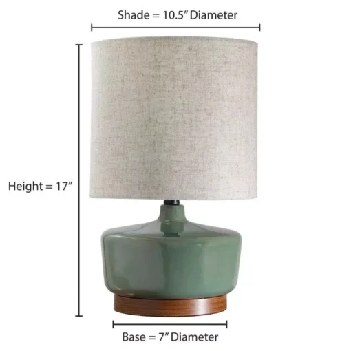 Elegant Mid-Century Modern Ceramic & Wood Table Lamp, 17″ - Image 6