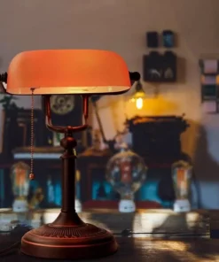 Retro Vintage Matted Orange Glass Table Lamp