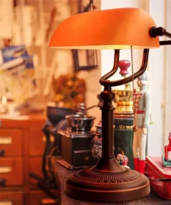 Retro Vintage Matted Orange Glass Table Lamp