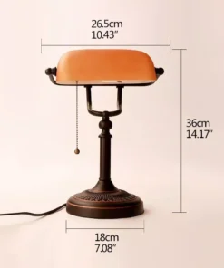 Retro Vintage Matted Orange Glass Table Lamp