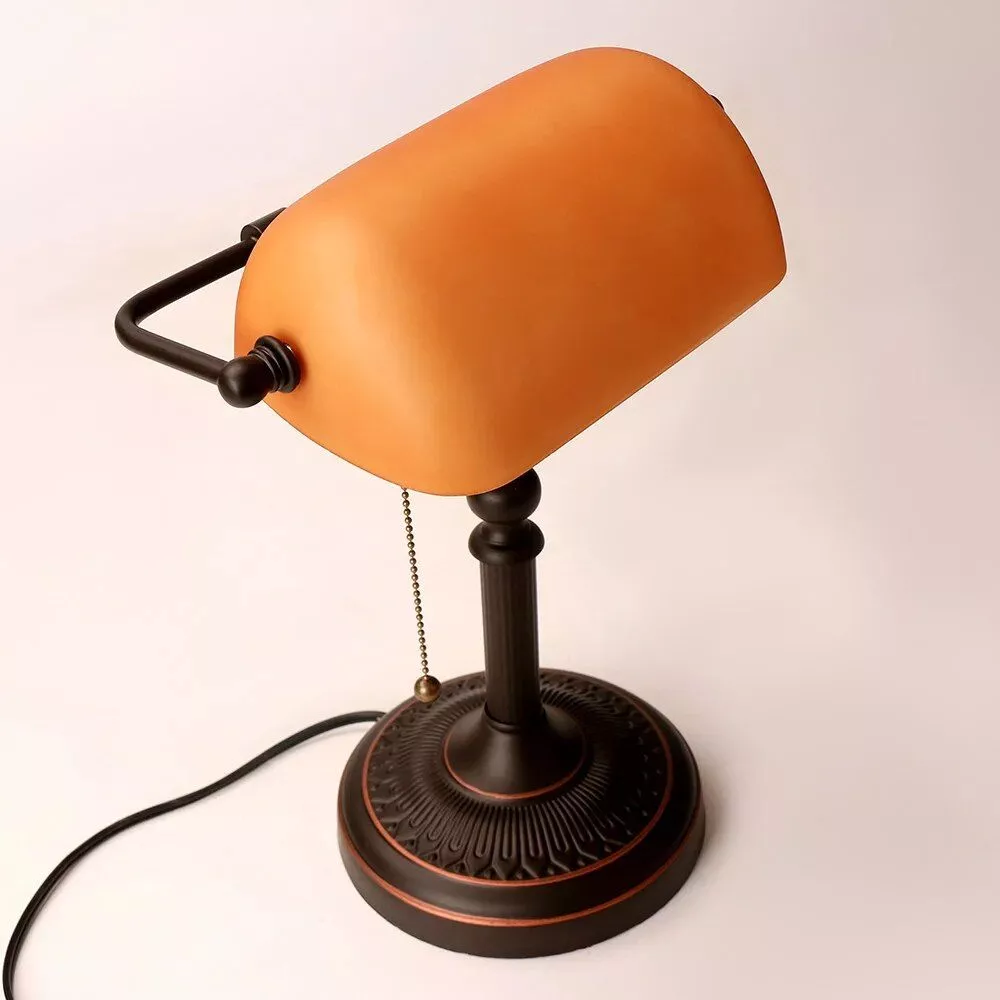 Retro Vintage Matted Orange Glass Table Lamp