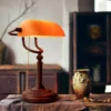 Retro Vintage Matted Orange Glass Table Lamp