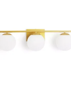 Modern Gold 3-Light Fixture with Milk White Glass Globes