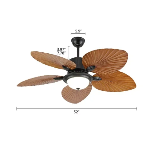 52″ Tropical Palm Leaf Blade Ceiling Fan with Dimmable LED Chandelier and Remote Control - Image 7