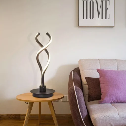 Modern Black LED Spiral Table Lamp - Image 2