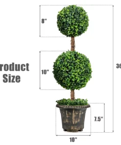 Elegant 36″ Double Ball Topiary Artificial Tree for Indoor & Outdoor Decor