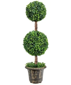 Elegant 36″ Double Ball Topiary Artificial Tree for Indoor & Outdoor Decor