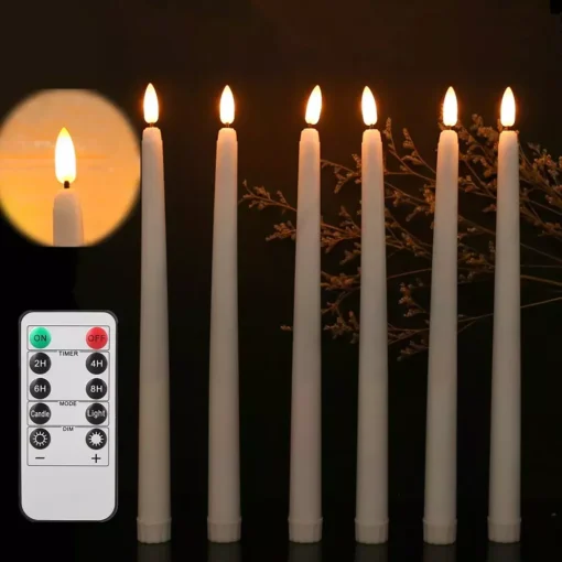 Realistic Flickering Flameless Taper Candles with Timer & Remote Control - Image 3