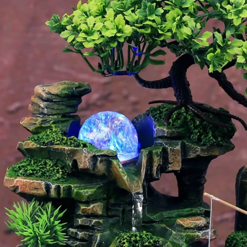 Resin Tabletop Fountain with LED Lights - Image 4