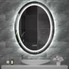 Modern Oval LED Bathroom Mirror with Dimmable Light and Demist Feature