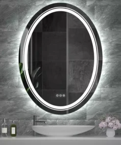 Modern Oval LED Bathroom Mirror with Dimmable Light and Demist Feature