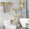 Gold Space Aluminum Bathroom Accessories Set with Towel Bar & Shelf