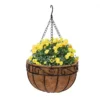 Elegant 10″ Round Iron & Coconut Palm Hanging Basket Set