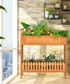 Elevated 2-Tier Wooden Garden Bed