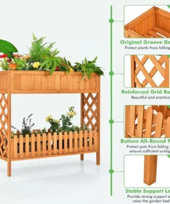 Elevated 2-Tier Wooden Garden Bed