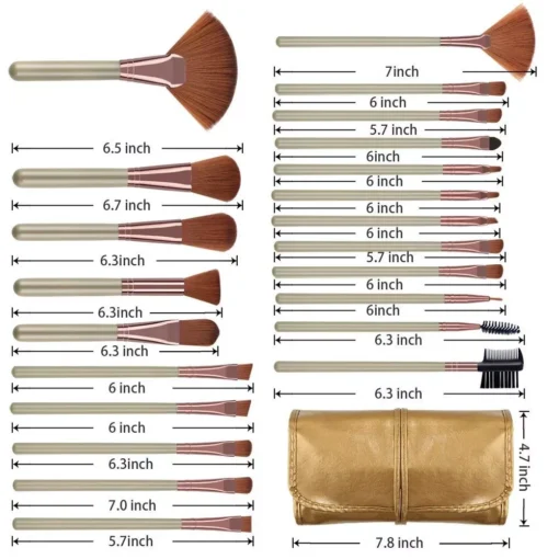 22-Piece Premium Makeup Brush Set with Cosmetic Bag - Image 3