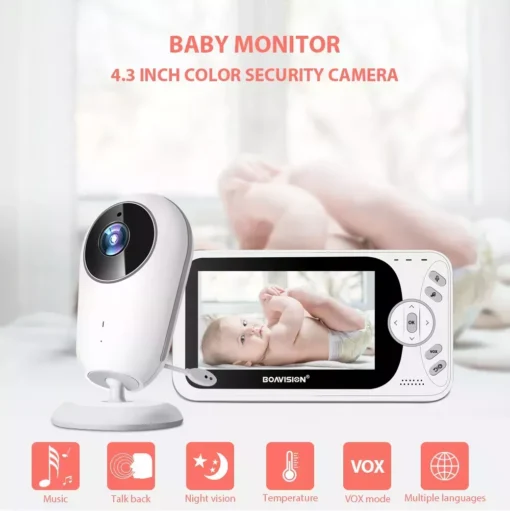 Wireless 4.3″ Video Baby Monitor with Night Vision, Intercom, and Temperature Sensor - Image 2