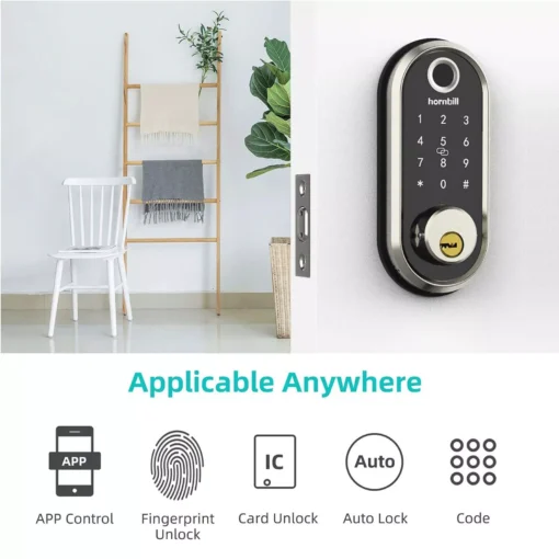 WiFi Enabled Smart Door Lock with Biometric Fingerprint, IC Card, and Remote Unlock