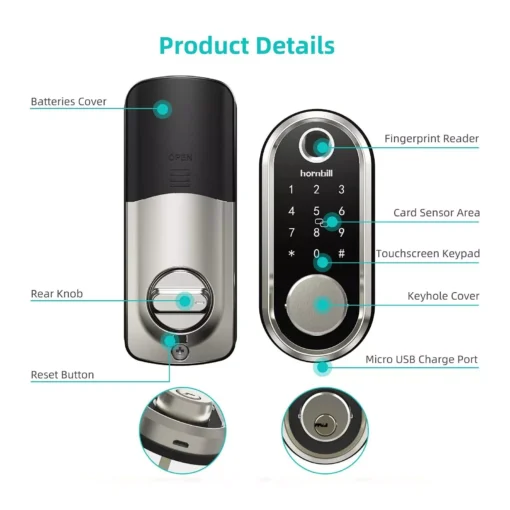WiFi Enabled Smart Door Lock with Biometric Fingerprint, IC Card, and Remote Unlock
