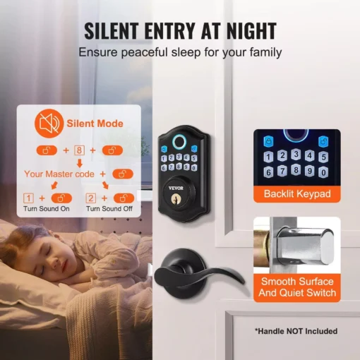 Keyless Entry Fingerprint Smart Door Lock with Keypad and Keys - Image 6