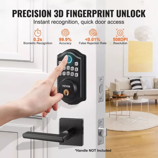 Keyless Entry Fingerprint Smart Door Lock with Keypad and Keys - Image 4