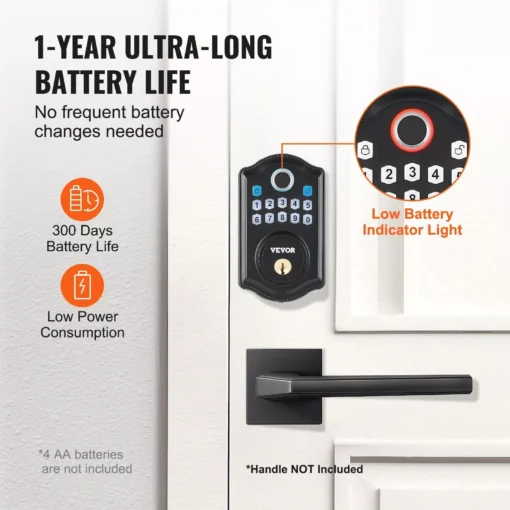 Keyless Entry Fingerprint Smart Door Lock with Keypad and Keys - Image 5