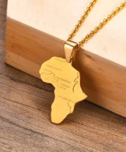 Gold Color African Map Pendant Necklace