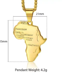 Gold Color African Map Pendant Necklace