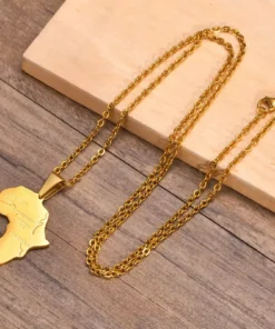 Gold Color African Map Pendant Necklace