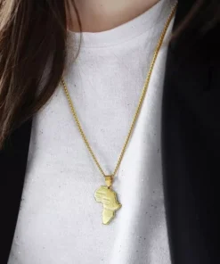 Gold Color African Map Pendant Necklace